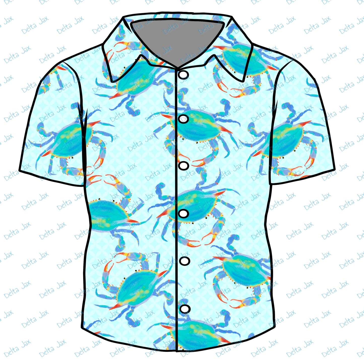 Aqua Crab Button Down Adult Shirt (MOQ 10)