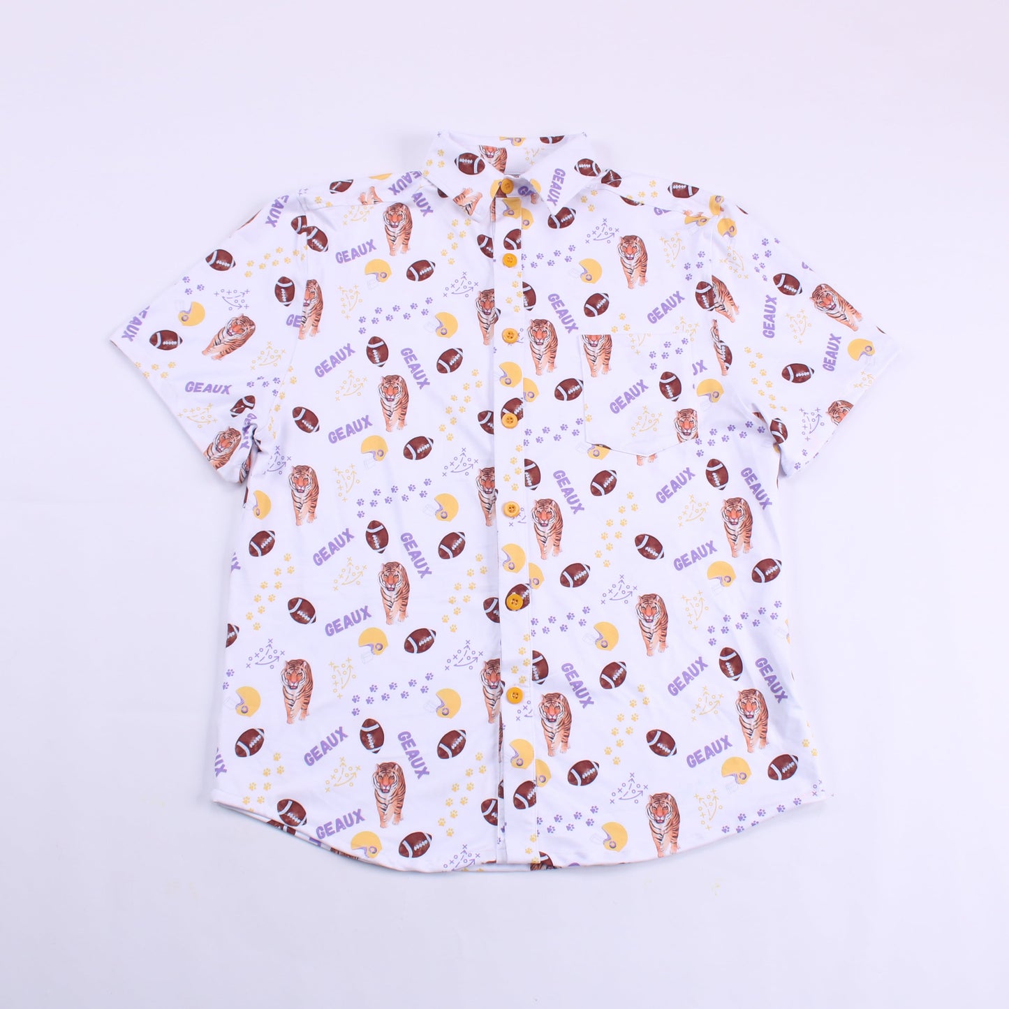 Geaux Football Button Down Adult Shirt (MOQ 10)