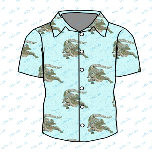 Blue Gator Button Down Adult Shirt (MOQ 10)