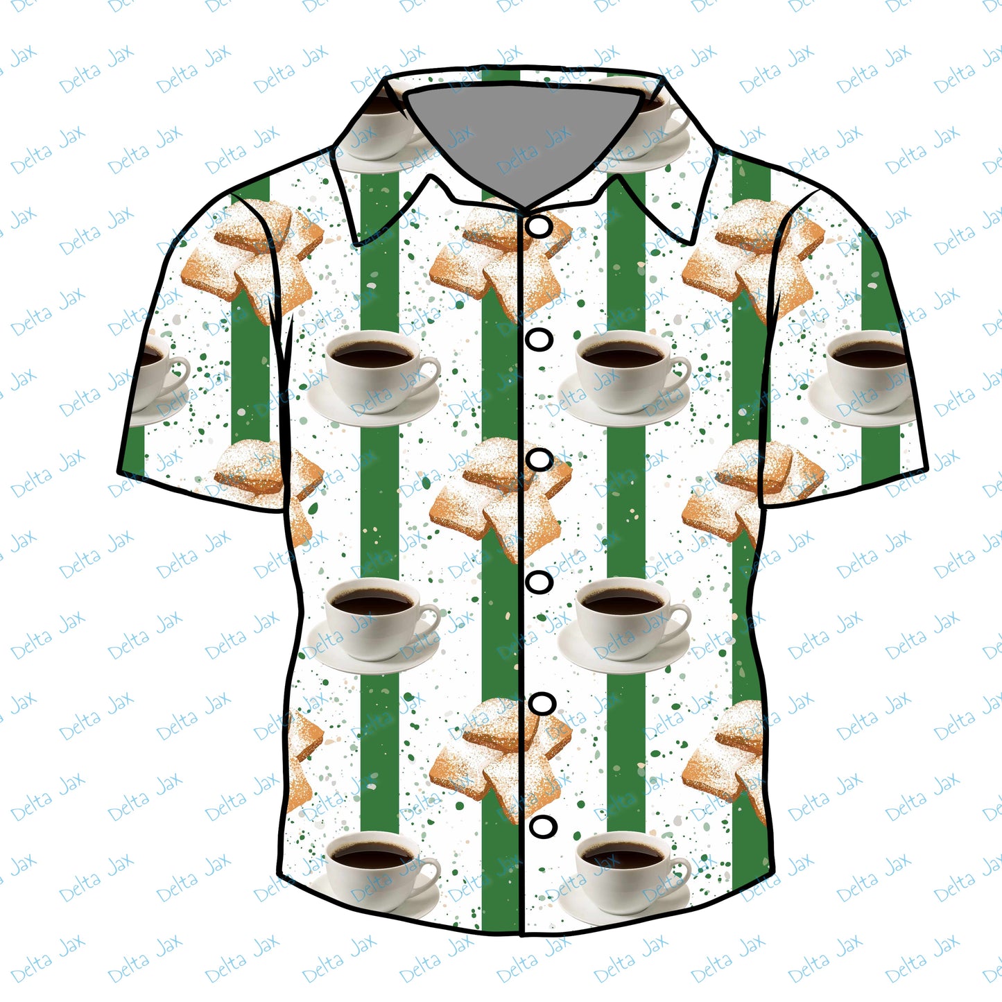 Beignets & Coffee Button Down Adult Shirt (MOQ 10)