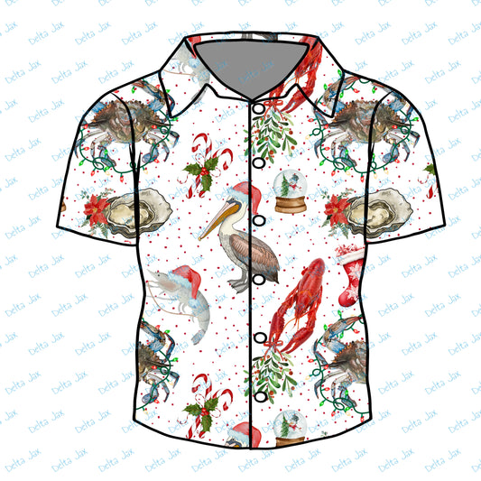 Coastal Christmas Button Down Adult Shirt (MOQ 10)