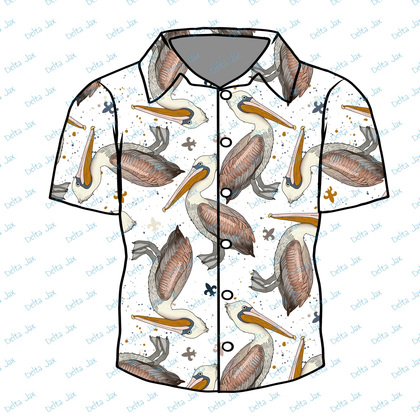 Pelican Fleur De Lis Button Down Adult Shirt (MOQ 10)