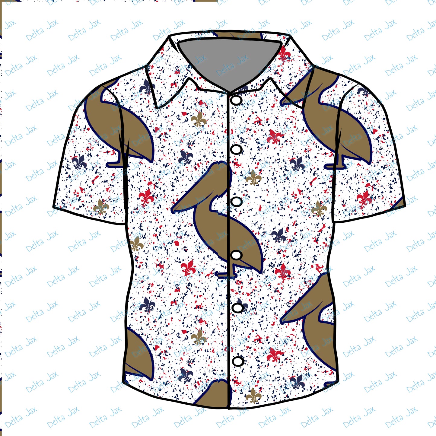 Pelicans Basketball Button Down Adult Shirt (MOQ 10)